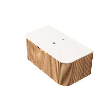 Armoire murale de 36 po avec comptoir en marbre artificiel blanc, tiroir avec texture 3D de style français naturel, couleur, sans lavabo, robinet, poignée rainurée sur le tiroir, contreplaqué à l'eau et doigt