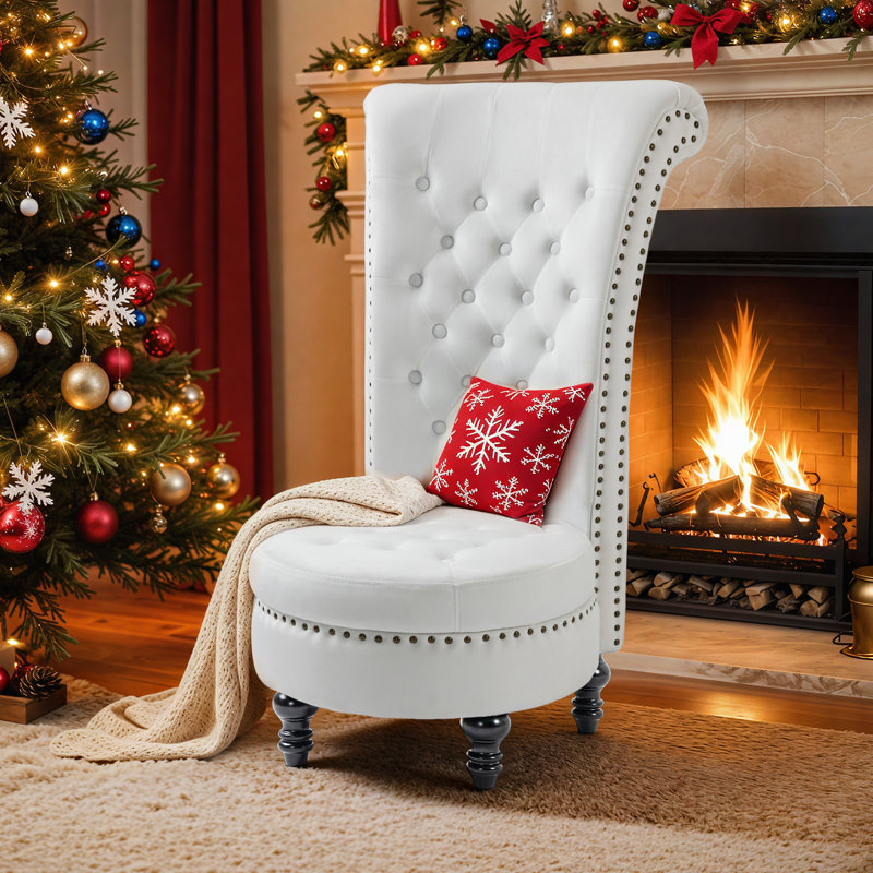 Jairaj Upholstered Accent Chair, White Velvet