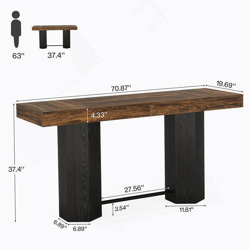 Table basse Woodgrain Design, table de pub, table de voeux