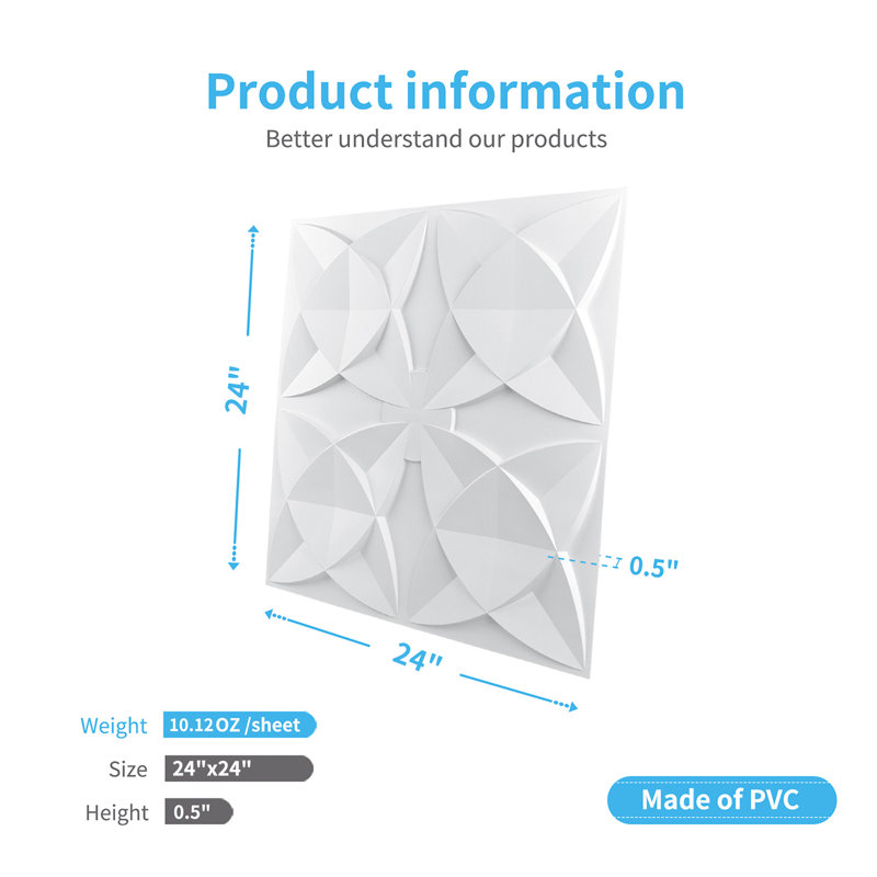 2 pi X 2 pi Carreaux de plafond à coller, carreaux de plafond imperméables en PVC pour la décoration intérieure, paquet de 12