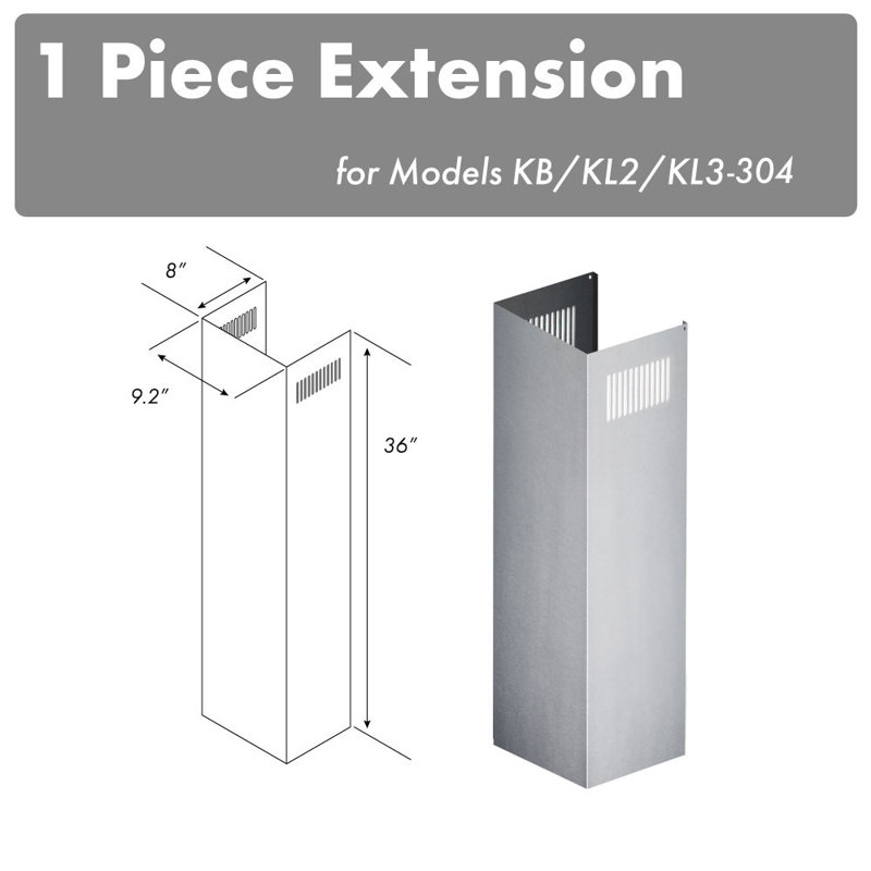 ZLINE Range Hood Chimney Extension for 9 ft. - 10 ft. Ceilings, 36" H x 9.2" W