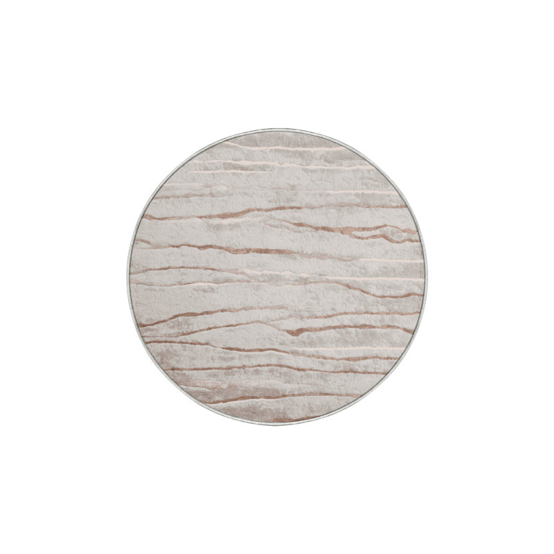 Tapis beige soyeux et moelleux, Rond 3 pi