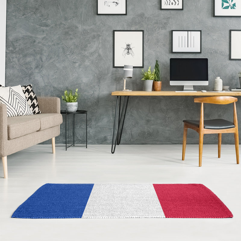 Tapis bleu à rayures de hockey national, Rectangle 8 pi x 10 pi