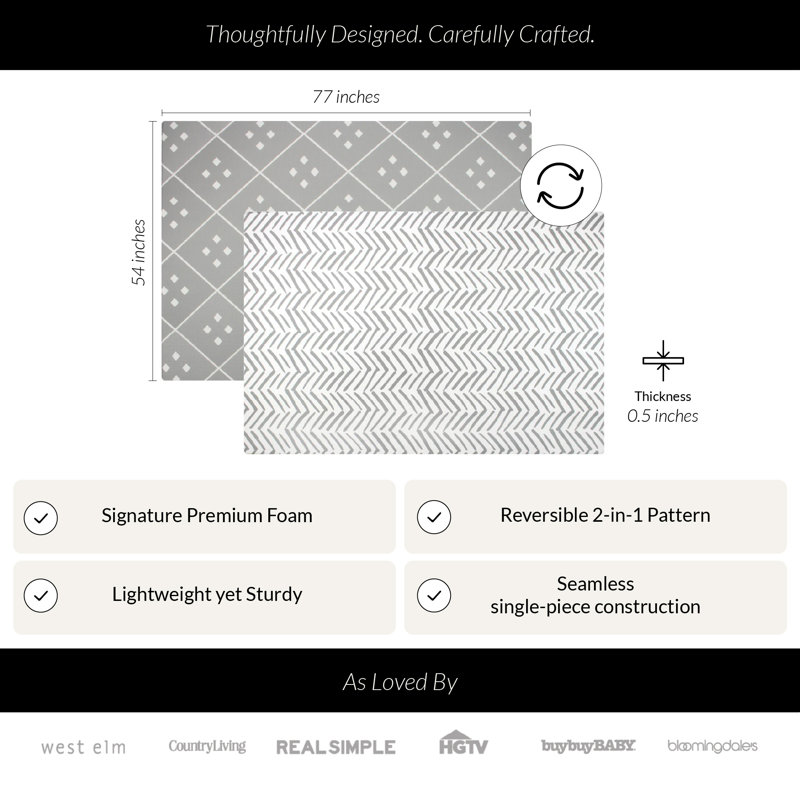 Reversible Dash + Diamond Foam Playmat, Gray