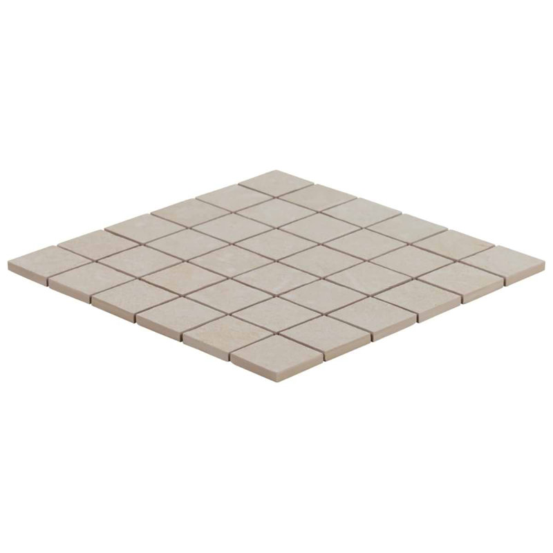 Era 2X2 Limestone Look Matte Porcelain Mosaic Tile, Crema Beige