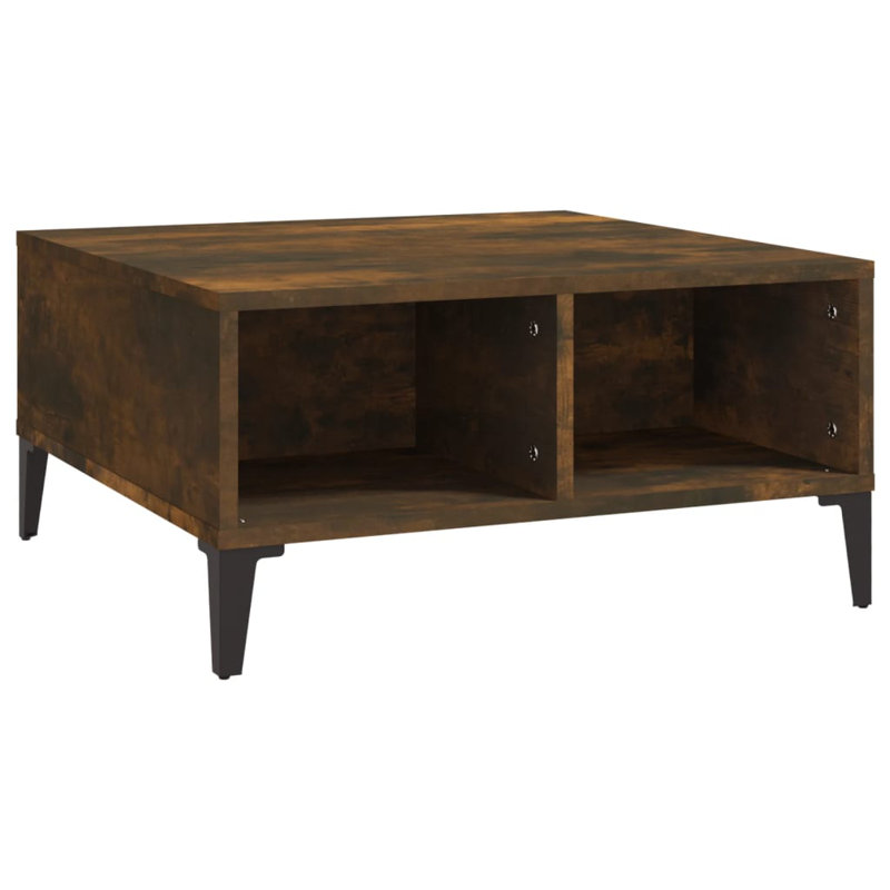 Coffee Table Engineered Wood 23.6X23.6X11.8 In, Smoked Oak