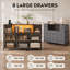Commode l 47,2 po avec lumières DEL et station de charge pour la chambre à coucher, commode avec structure en acier robuste, meuble télé avec tiroirs en tissu pour chambre d'enfant et salon-2054779840