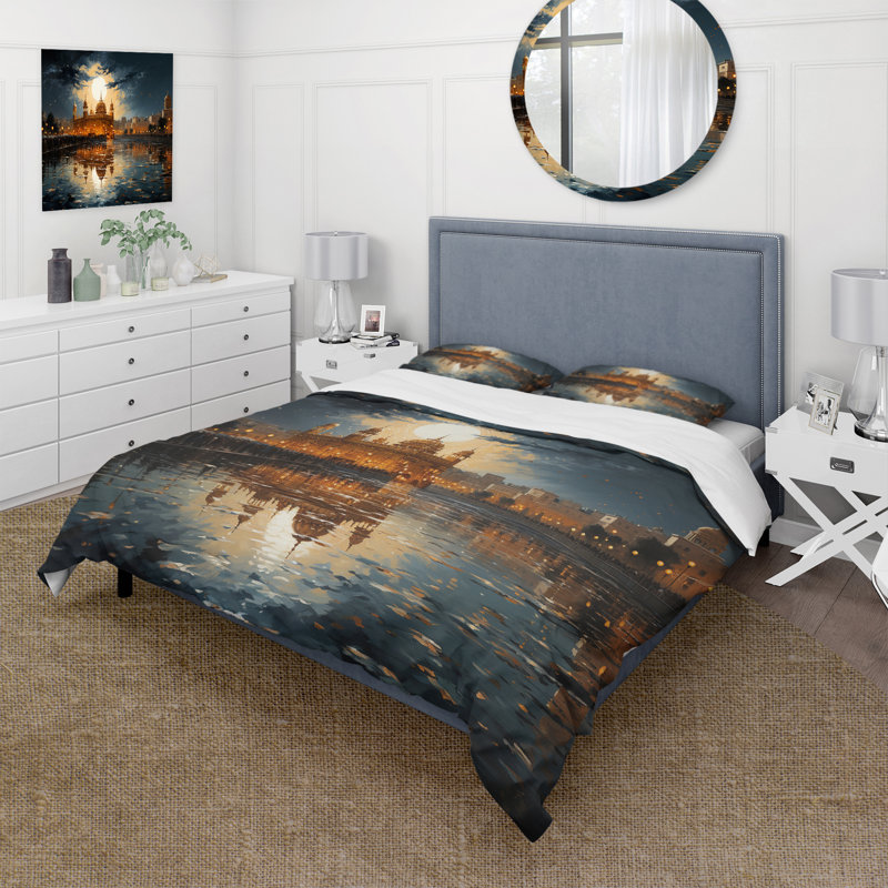 Hinduism Golden Temple I - Hinduism Duvet Cover Set - Microfiber Polyester, Twin Duvet Cover + 1 Standard Sham