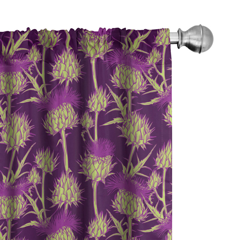Thistle Floral Semi-Sheer Rod Pocket Curtain Panels, 28" x 84"