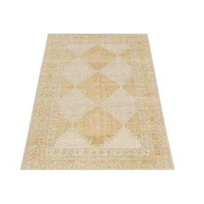 Distressed Homage Hand Knotted Wool Geometric Area Rug