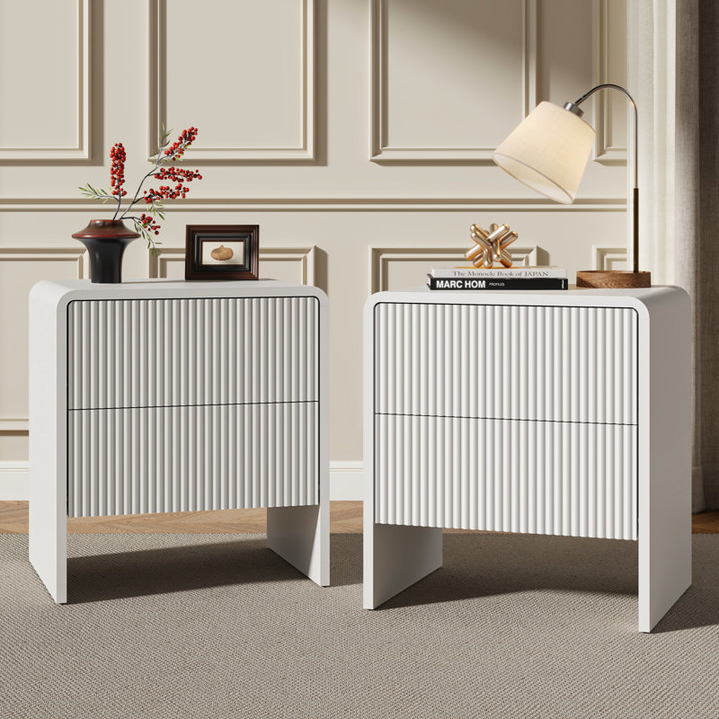 Nightstand With 2 Drawers (set Of 2), White