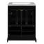 Meuble-lavabo de 24 po avec tiroir et portes, design contemporain, finition lisse, lavabo en céramique, poignées or élégantes à compartiments disposés, lavabo brillant, rangement fonctionnel, bois massif, simple
