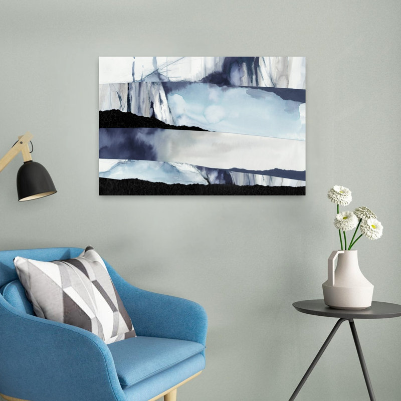 Layers of Storm and Ice II, art mural contemporain abstrait, H 16 po x l 24 po