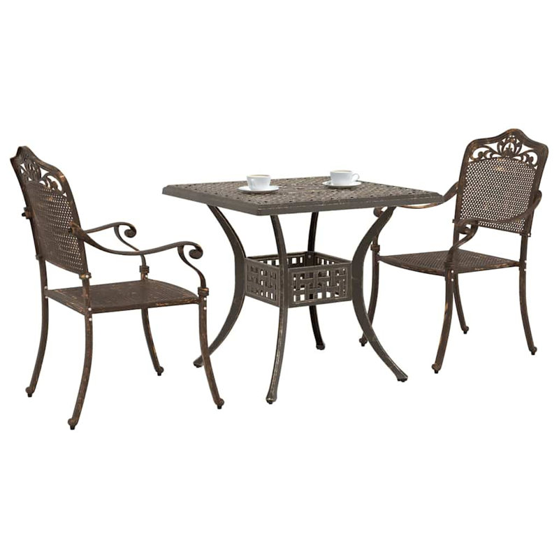 2 - Person Patio Dining Set with Square Table, Bronze