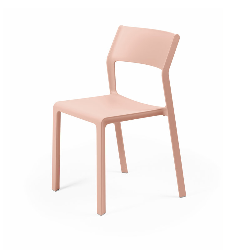 Wynward Stacking Patio Dining Side Chair with Cushion, Rosa
