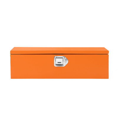 Boîte à outils robuste pour camion en acier, coffre de rangement en tôle d'acier thermolaquée avec poignée latérale et verrou, organisateur de boîte à outils en métal durable pour camionnette, véhicule récréatif, remorque