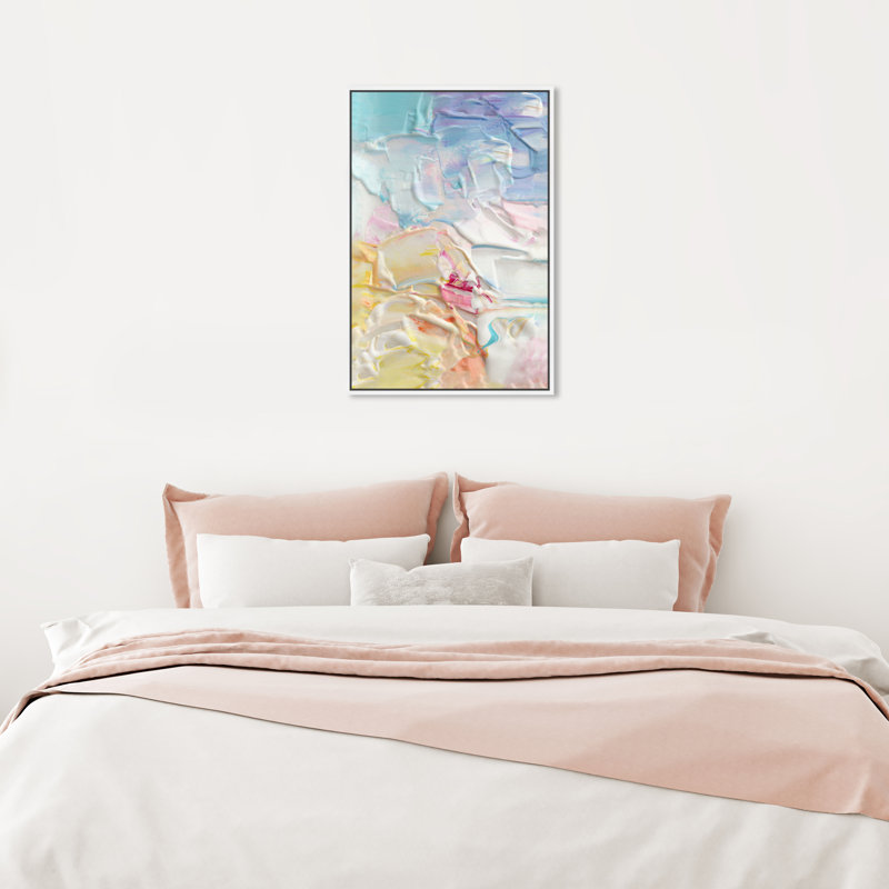 Colorful Modern Textured Painting Painting by Oliver Gal, 24" H x 16" W x 1.5" D, White Floater Framed