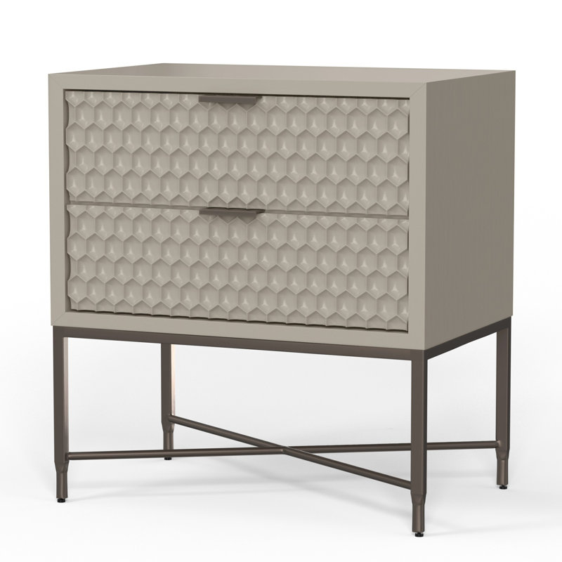 Table de chevet à 2 tiroirs, Taupe/gris