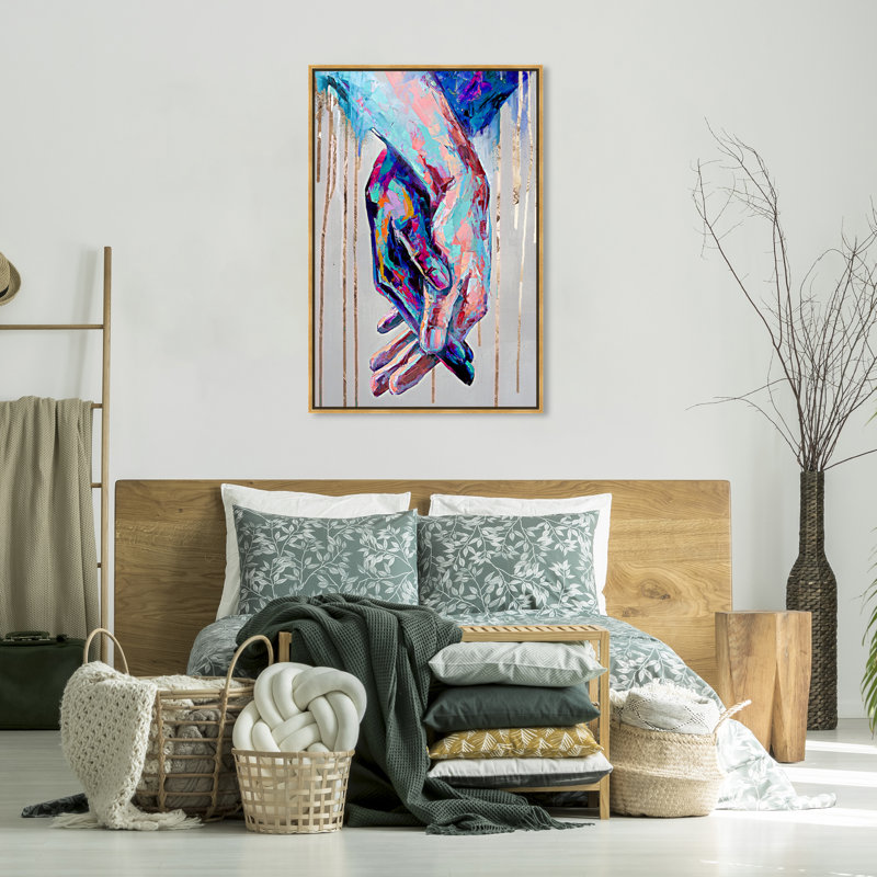 «Abstract Always Together», reproduction d'impression sur toile, H 45 po x l 30 po x P 1,5 po, Impression encadrée, Doré