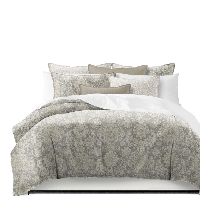 Ensemble d'édredon 2 pièces en coton taupe / beige Indali, Édredon très grand lit californien + 2 taies dé