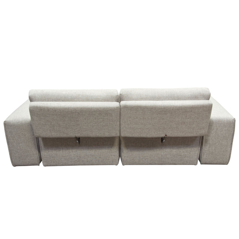 Light Brown Fabric Modular 2-Seater Sofa with Adjustable Backrests