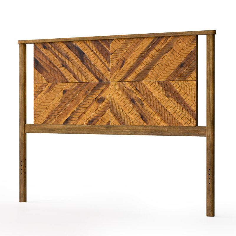 Vivian Solid Wood Headboard, Queen, Rustic Golden Brown