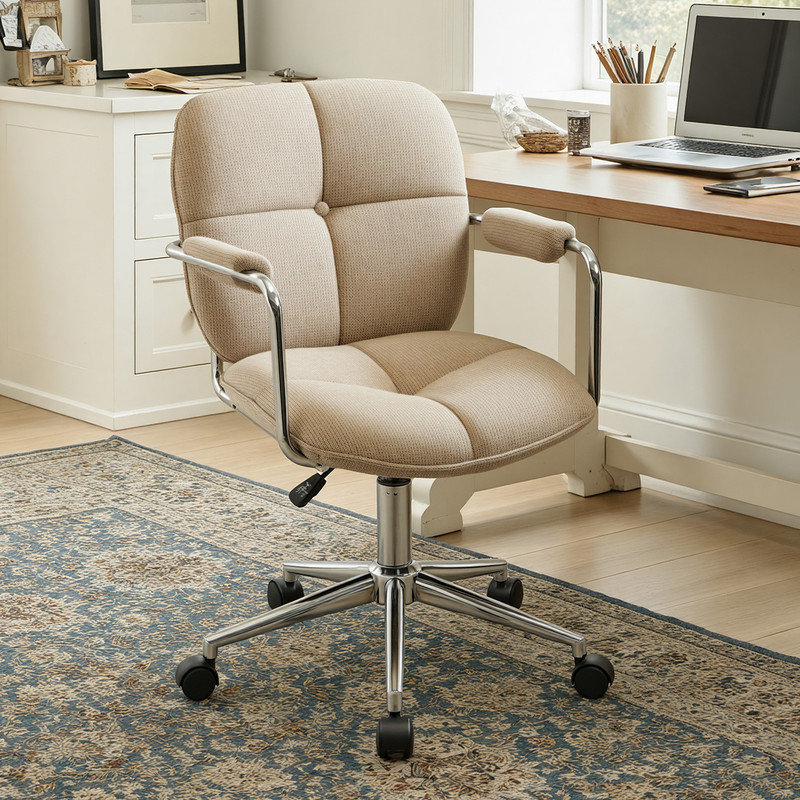 George Oliver Chenille Office Chair, Beige