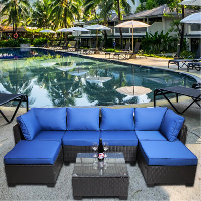 Patio moderne: PE avec coussins à haute élasticité et eau de construction métallique stable -: 7