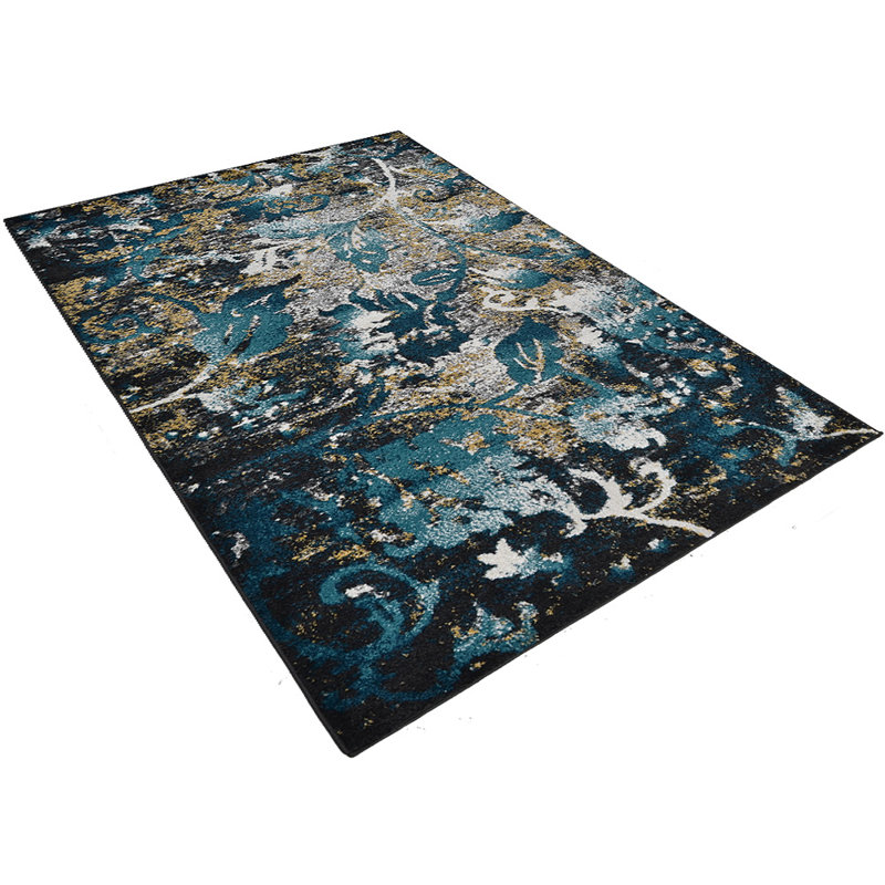 Altouise Machine Made Heatset Polyproplyene Area Rugs - Rectangle, Blue Color, Floral Modern Design, Low Pile Machine Made Area Rugs for Living Room, Bed Room