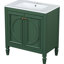 60" Vintage Bathroom Vanity With Double Sink, Solid Wood & Build, Waterproof Ceramic Metal , Adjustable Storage, Soft Close Hinges , , Retro Style,-449497717