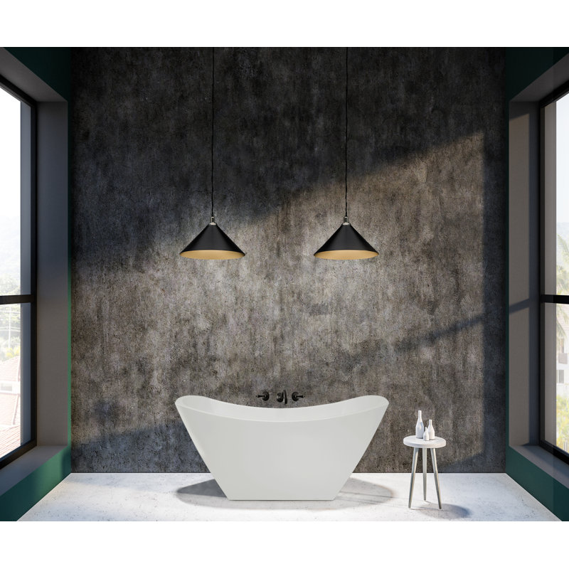 Denali 70'' L Soaking Bathtub, Polished Brass, Matte White