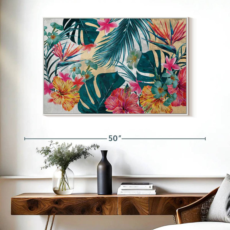 Flore tropicale, Cadre flottant blanc, 40 po x 27 po