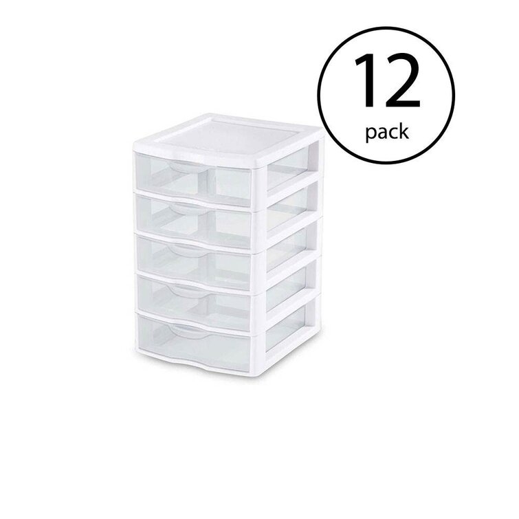 Sterilite White & Clear Portable Countertop 3-Drawer Desktop Storage Unit