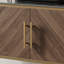Meuble-lavabo mural moderne 48 po avec plateau en pierre frittée noir brillant, armoires flottantes en bois brun