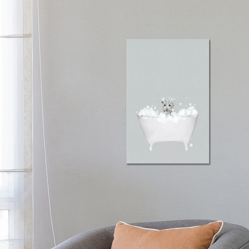 White Tiger Blue Bath by Leah Straatsma - Wrapped Canvas Gallery-Wrapped Canvas Giclée, 152.5 cm H x 101.5 cm W