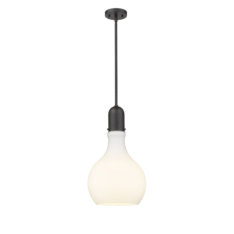 Luminaire suspendu sphère 1 lumière Krier, H 53,25 po x l 11,75 po x P 11,75 po, Blanc mat, Noir mat