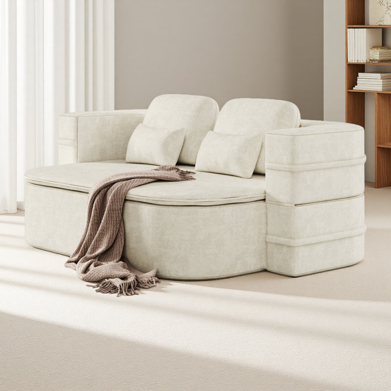 Canapé-lit 75 po 2-en-1, canapé-lit convertible en mousse avec couverture multifonctionnelle, canapé-lit pliant en chenille