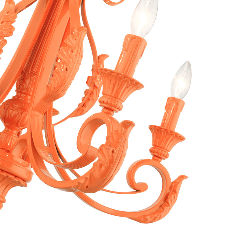Lustre traditionnel à 5 lumières de style bougie Ruari, Orange brillant
