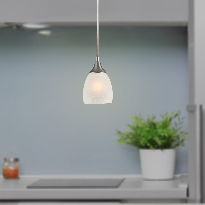 Luminaire suspendu 1 cloche pour une cloche Vanzandt, Nickel brossé / lin blanc