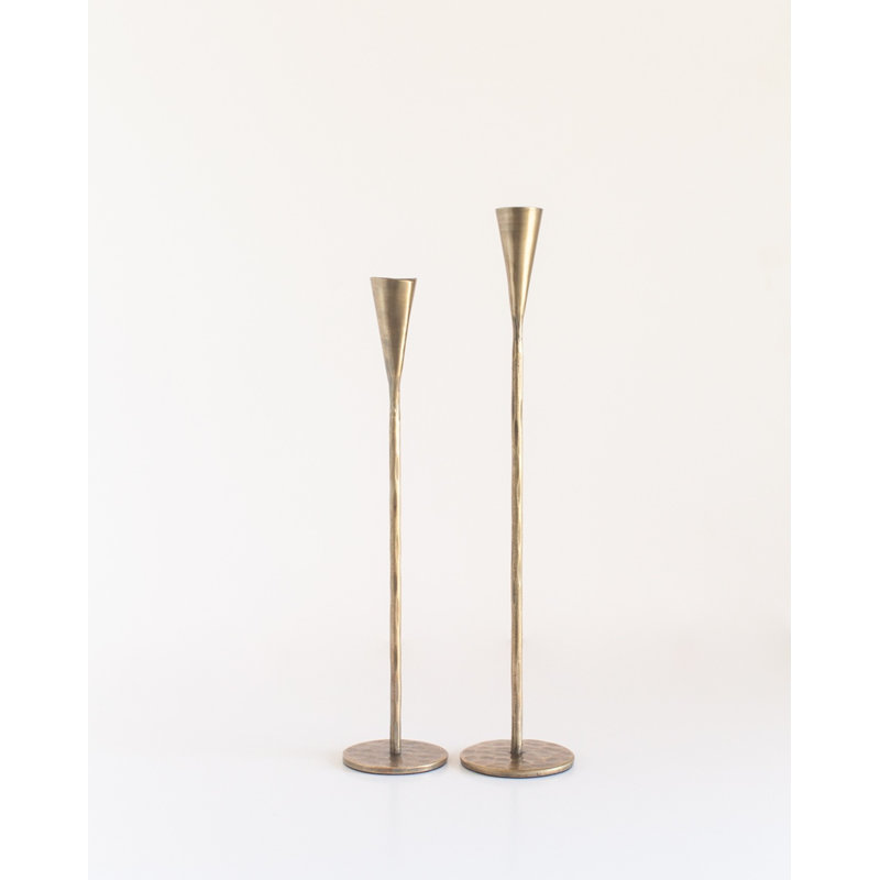 Phoenix Candlesticks Set of 2 - Brass Finish, Gold