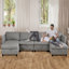 Convertible Sectional Sofa with Storage Seat 6 Seat Sofa with Reversible Chaise U Shaped-823027287
