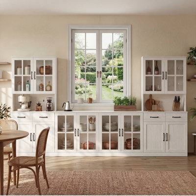  Garde-manger de 126 po de largeur avec bibliothèques et meuble télé pour téléviseur de 70 po ou moins