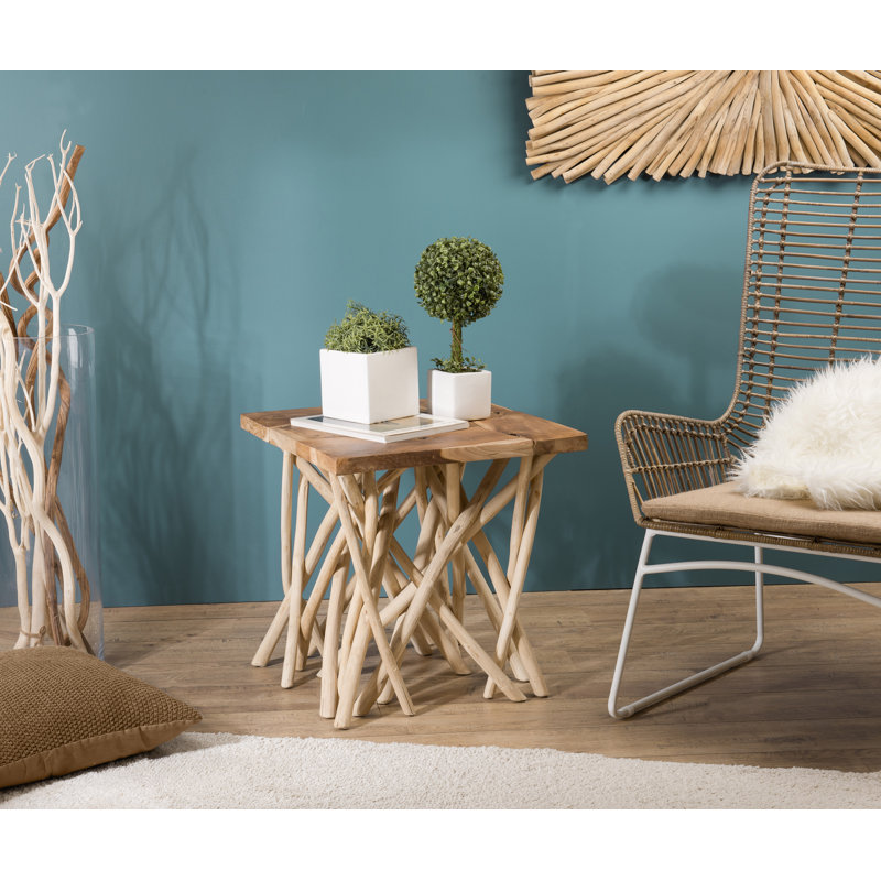 Burnsville Solid Wood Abstract End Table