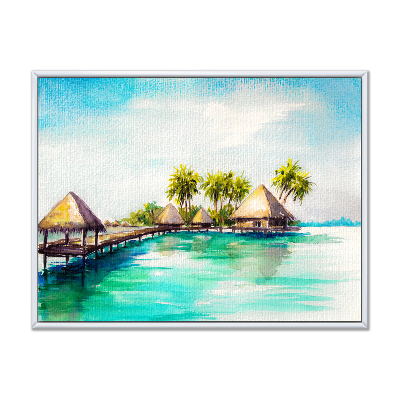 Bora Turquoise Landscape - reproduction de cadre photo sur toile, H 30 po x l 40 po x P 1,5 po