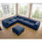 Large Modular Sectional Sofa Sectional Couch With Storage Chenille Sectional Sofa For Living Room, Cylindrical Backrest And Armrests 6 Seats,Blue-234287573