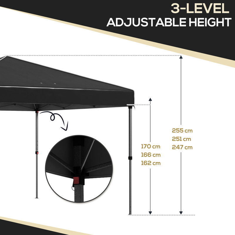 Auvent escamotable de 9,7 pi avec parois latérales, 2 fenêtres en maille, particularité réfléchissante, sac de transport, protection, fête en plein air, fournisseur, parois latérales noires et caractéristiques, protection Uv30 +, portable pour la fonction,