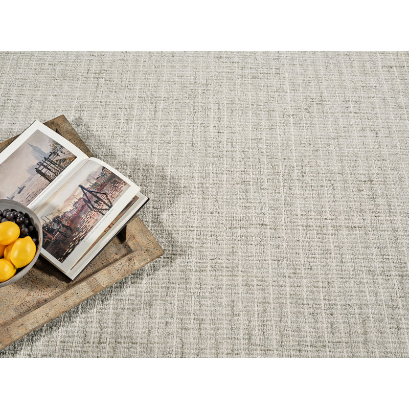 Andora Hand Tufted Striped Area Rug in Sage Green/Ivory, Rectangle 10' x 14'