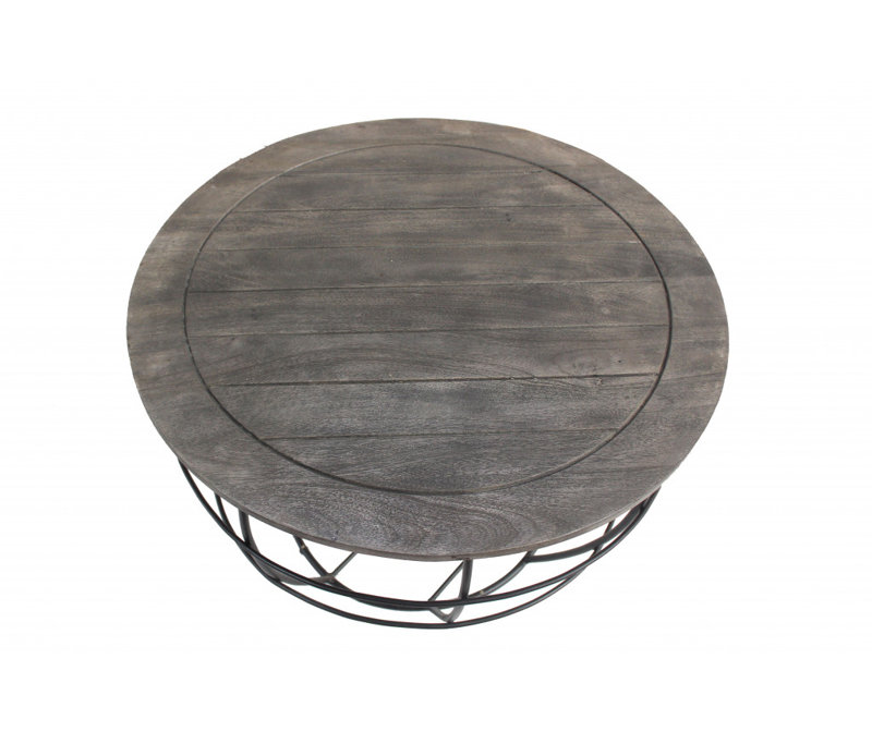 Table basse cylindrique en bois massif