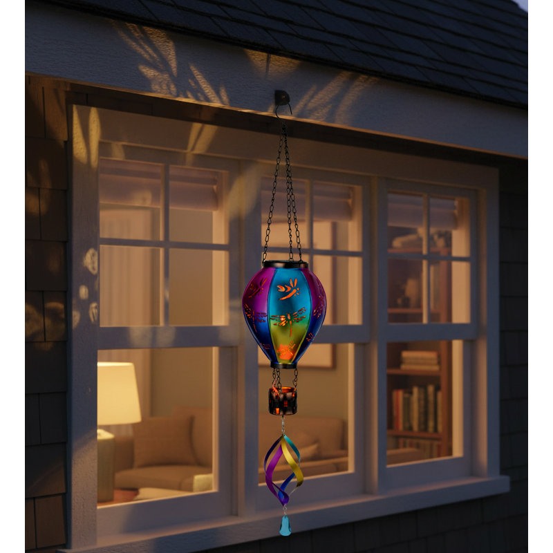Lanterne de jardin 28,5 "multicolore à énergie solaire, Bleu / mauve / jaune / rose