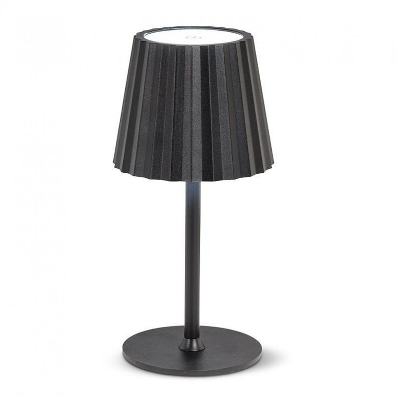Lampe de table à abat-jour cannelée, Noir, noir, noir, noir